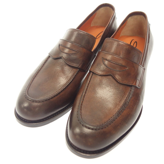 未使用 ◆ Santoni 皮鞋零钱乐福鞋男士棕色 5.5 码 Santoni [AFD6] 