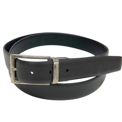 エルメネジルド ゼニア レザーベルト 本革 バックル ブラック シルバー Ermenegildo Zegna【AFI4】