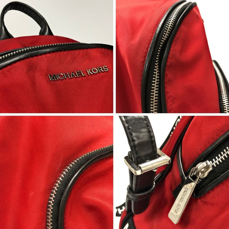 MICHAELKORS レッド リュック マイケルコース リュックサック ナイロン ジップ ロゴ レディース