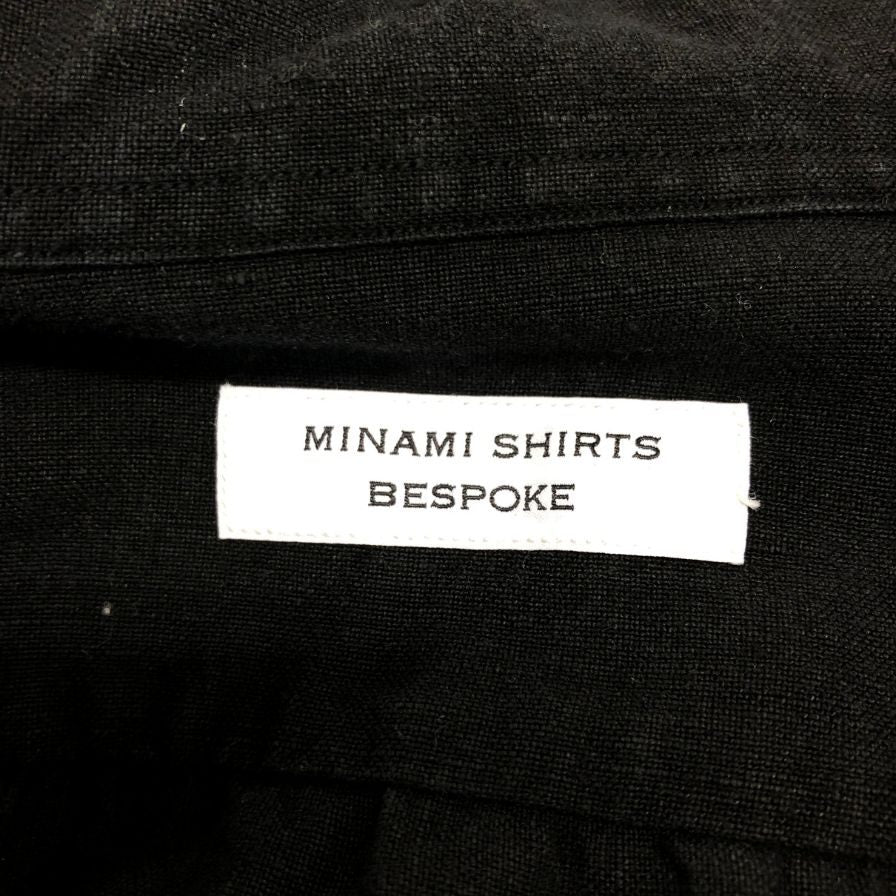 美品◆ミナミシャツ オーダー シャツ オープンカラー メンズ サイズ不明 ブラック MINAMI SHIRTS BESPOKE 【AFB6】