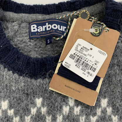 新品同様◆バブアー ニット セーター MKN1123 ウール ナイロン 総柄 ネイビー系 メンズ サイズS Barbour 【AFB34】