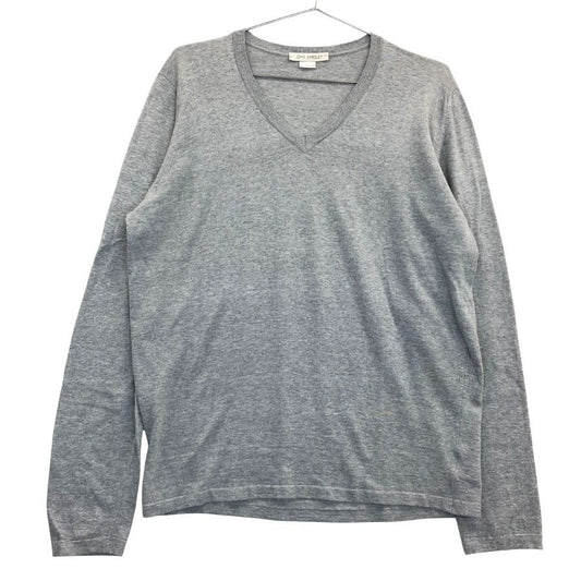 新品同様◆ジョンスメドレー Vネックニット コットン 30G グレー サイズM JOHN SMEDLEY 【AFB32】