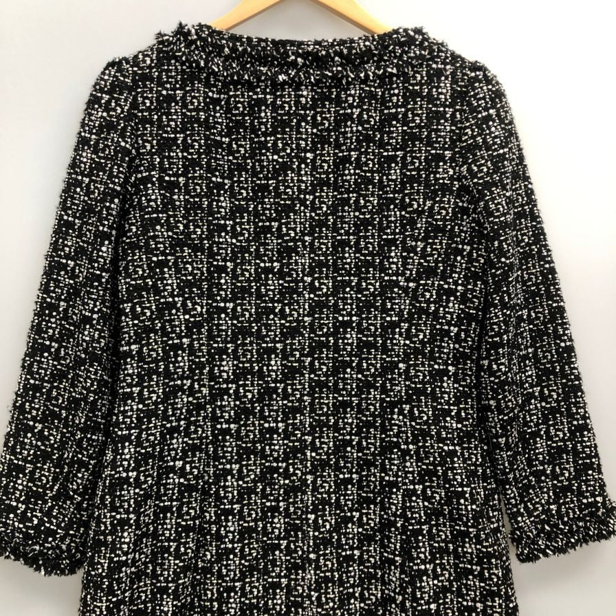 美品◆ルネ 半袖ワンピース TISSUE製ツイード レディース サイズ38 ブラック Rene 【AFB3】