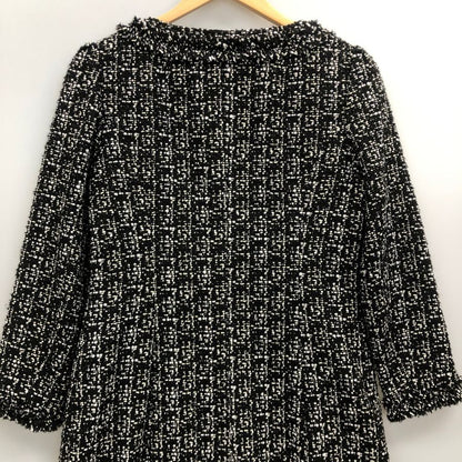 美品◆ルネ 半袖ワンピース TISSUE製ツイード レディース サイズ38 ブラック Rene 【AFB3】