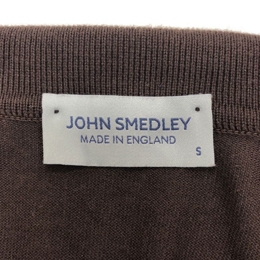 美品◆ジョンスメドレー ニットポロ メンズ サイズS ブラウン JOHN SMEDLEY 【AFB14】
