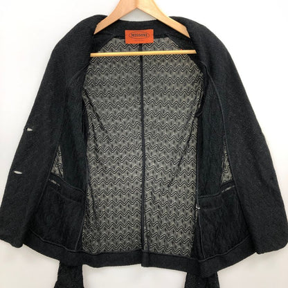 美品◆ミッソーニ ニットカーディガン レース ブラック レディース サイズ40 MISSONI 【AFB14】