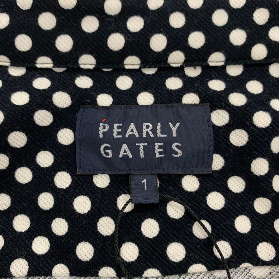 PEARLY GATES ドット柄ポロシャツ M 日本製 美品◇パーリーゲイツ 長袖ポロシャツ ドット柄 レディース
