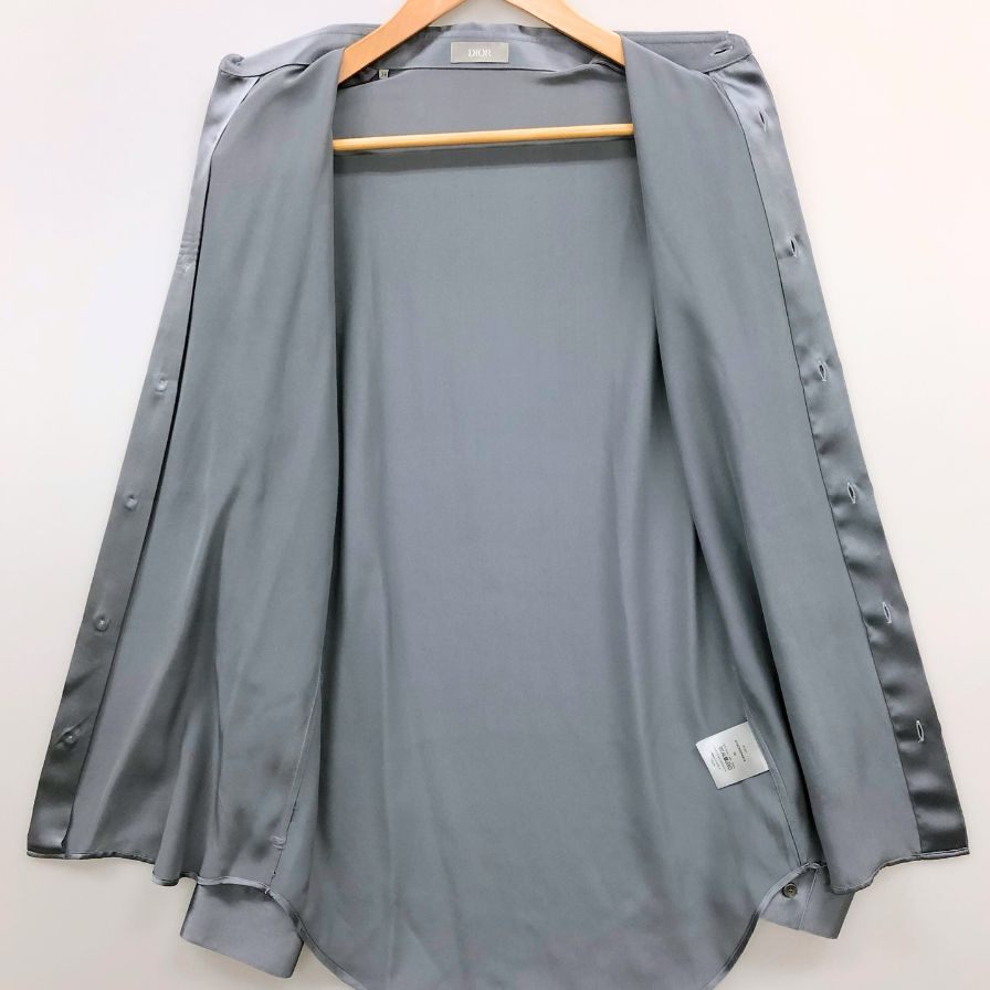 極美品◆ディオール 長袖 ドレス シルク シャツ 20ss グレー サイズ38 Dior 【AFB4】