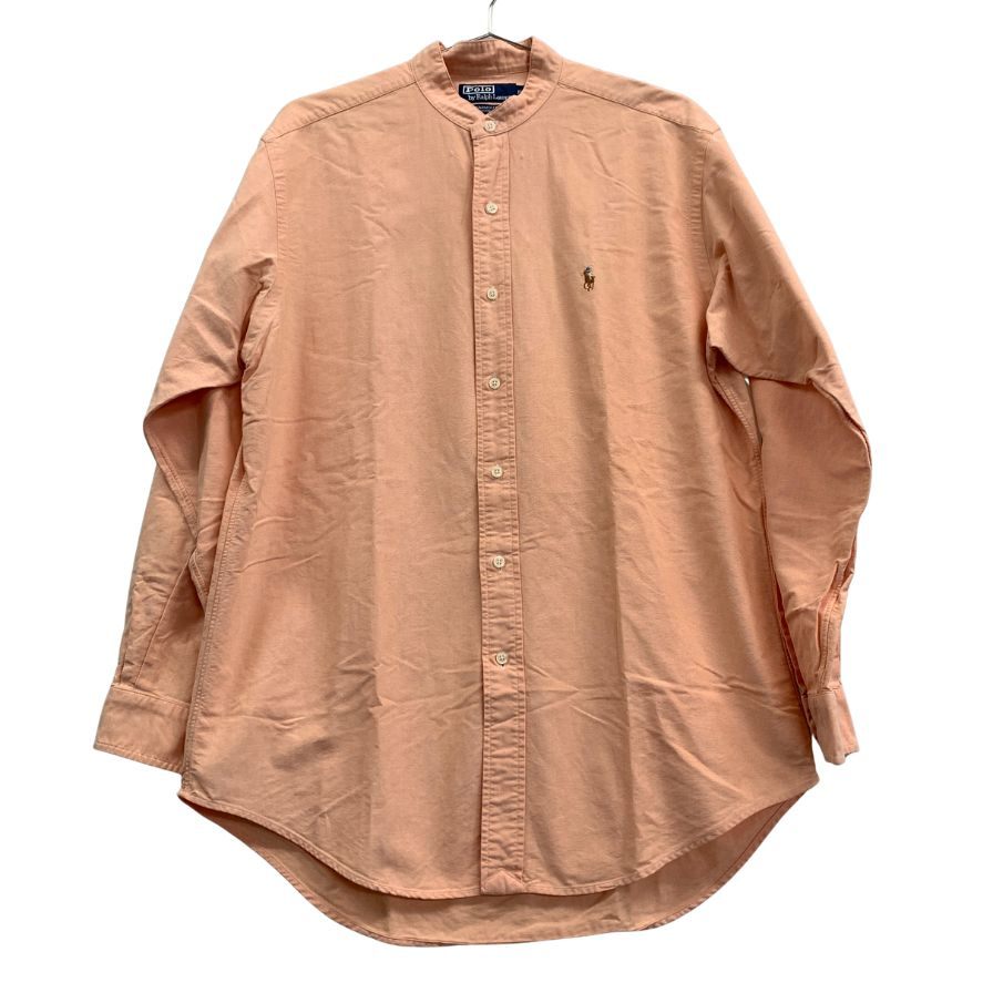 美品◆ポロ ラルフローレン バンドカラーシャツ 90s オールド ピンク メンズ サイズ15.5 Polo Ralph Lauren 【AFB1】