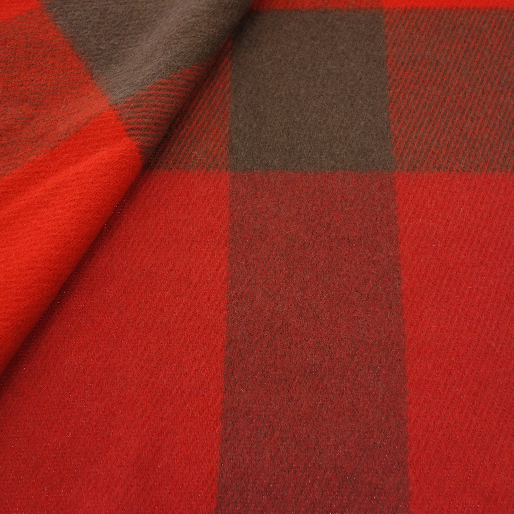 Good condition◆Hermes muffler large check red HERMES [AFB42] 