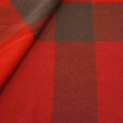 Good condition◆Hermes muffler large check red HERMES [AFB42] 