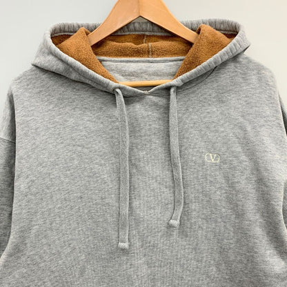 中古◆バレンティノ パーカー 21AW カットオフ デザイン 裏起毛 プルオーバー 刺繍 ロゴ WV3MF19D7M0 グレー メンズ サイズM VALENTINO 【AFB26】