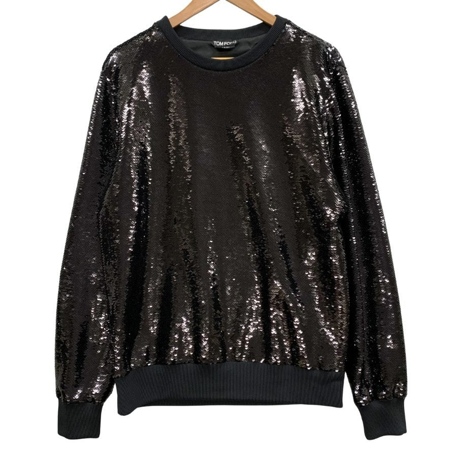 極美品◆トムフォード トップス トレーナー スパンコール メンズ サイズL ブラック TOM FORD 【AFB42】