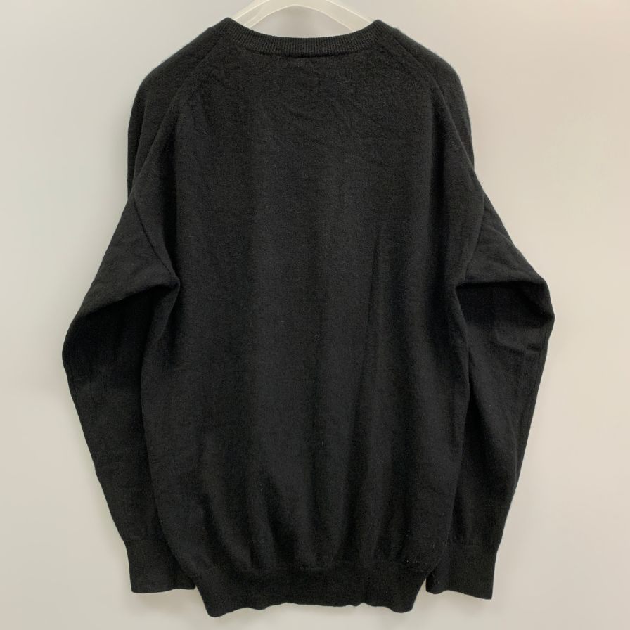 美品◆キャッシュ＆バルバ モンゴリアンカシミヤ エルボーパッチ ポロ ニット カシミヤ100％ ブラック メンズ サイズ4 cash & barba 【AFB34】