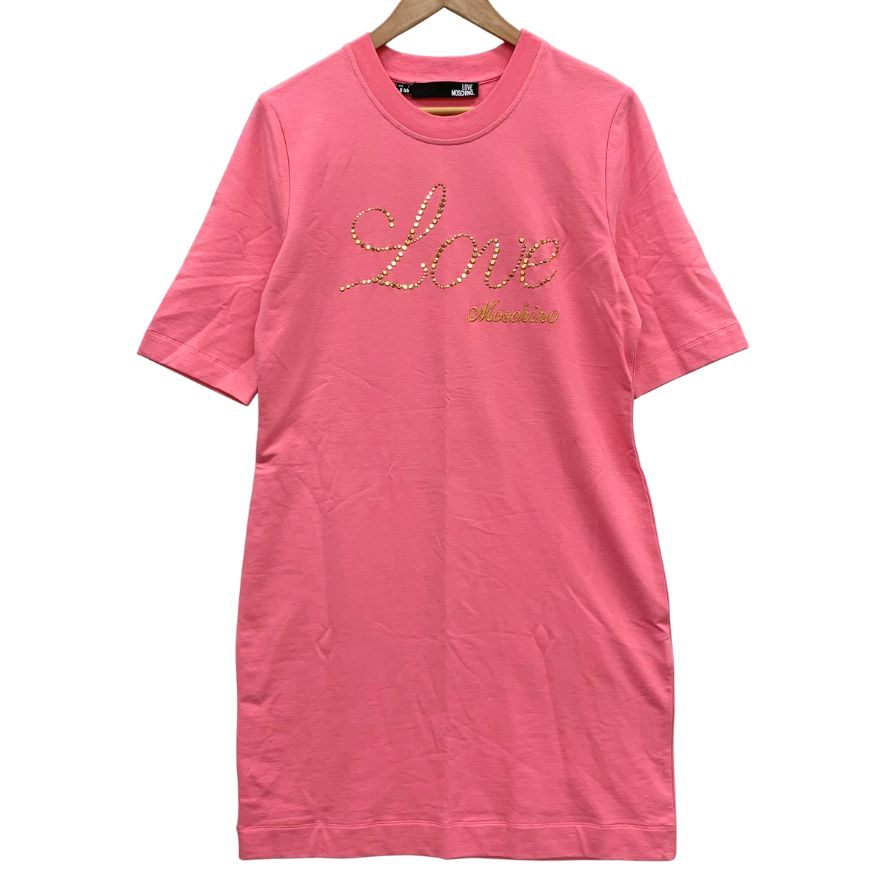 極美品◆ラブモスキーノ ロングＴシャツ スタッズ レディース サイズ44 ピンク Love Moschino 【AFB31】