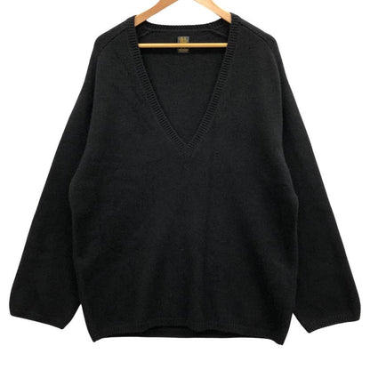 美品◆バトナー ウール Vネック ニット セーター メンズ ブラック サイズL BATONER 【AFB47】