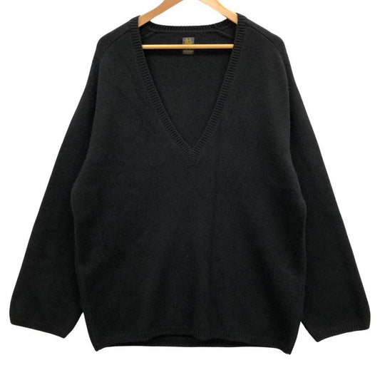 美品◆バトナー ウール Vネック ニット セーター メンズ ブラック サイズL BATONER 【AFB47】