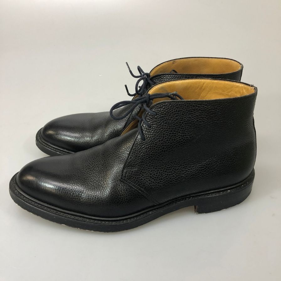 クロケット&ジョーンズ チャッカブーツ CHEPSTOW グレインレザー シボレザー サイズ8.5 ブラック メンズ Crockett & Jones 約27.0cm【YB3】