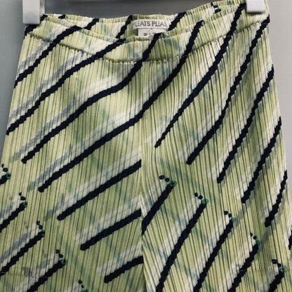 プリーツプリーズ イッセイミヤケ 総柄 パンツ PP91-JF675 グリーン サイズ3 PLEATS PLEASE 【AFB11】