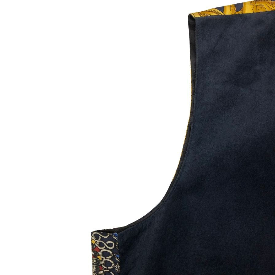 美品◆エルメス ジレ ヴィンテージ L'OR DES CHEFS ネイビー系 シルク×ピッグスキン サイズ48 メンズ HERMES 【AFB20】