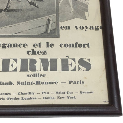 エルメス ポスター 馬 1927年代 ヴィンテージ 額付き HERMES【AFE13】【中古】