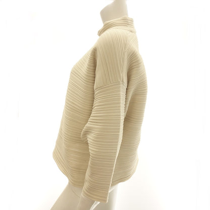 状况良好 ◆ Pleats Please Issey Miyake 高领针织衫 PP33KK792 绉纱女士 象牙色 尺码 F PLEATS PLEASE ISSEY MIYAKE 绉纱针织衫 [AFB41] 