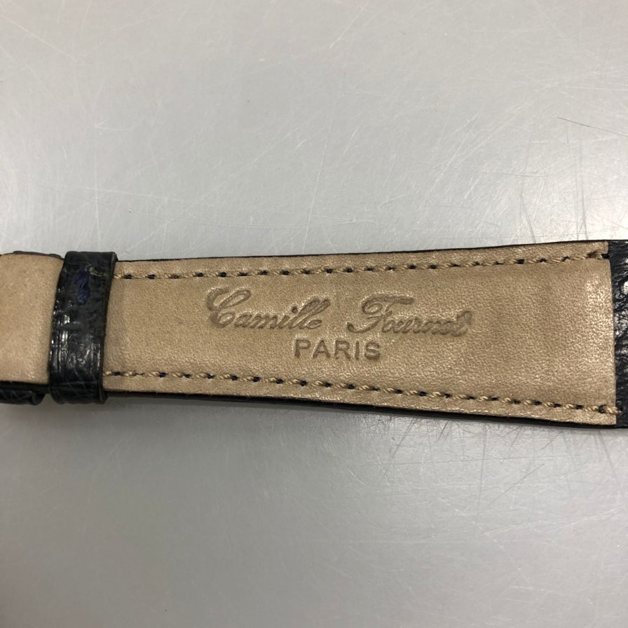 カミーユフォルネ 腕時計用レザーベルト オーストリッチ 20mm14mm グレー系 尾錠バネ棒無し Camille Fourne【AFI10】
