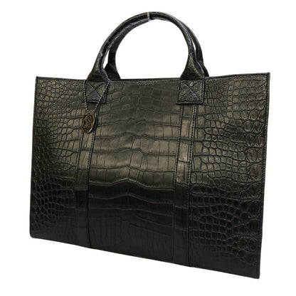 ノーブランド トートバッグ JRA 鑑定品 クロコダイル レザー ハンド 手持ち ブラック【AFE3】