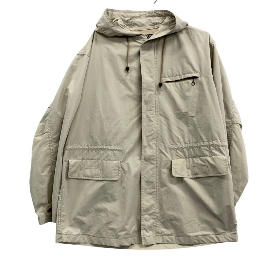 美品◆ポロラルフローレン チャップス ハーフコート 90年代 ナイロン ベージュ メンズ サイズL Polo Ralph Lauren CHAPS 【AFA7】