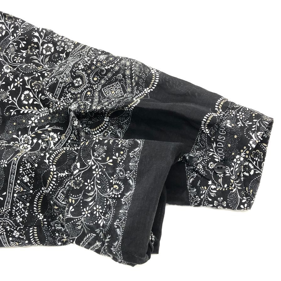 極美品◆ナイスネス ジャメット バンダナ長袖シャツ コットンシルク ブラック系 サイズM NICENESS 【AFB4】