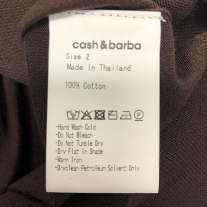 極美品◆キャッシュ＆バルバ シーアイランドコットン クルーネックニット Tシャツ ブラウン レディース サイズ2 cash&barba 【AFB15】