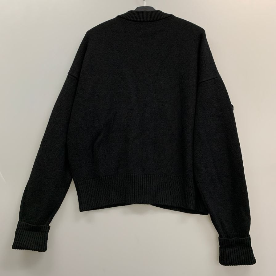 美品◆アミ アレクサンドル マテュッシ カーディガン ハートロゴ ウール ブラック メンズ サイズXL ami alexandre mattiussi 【AFB4】