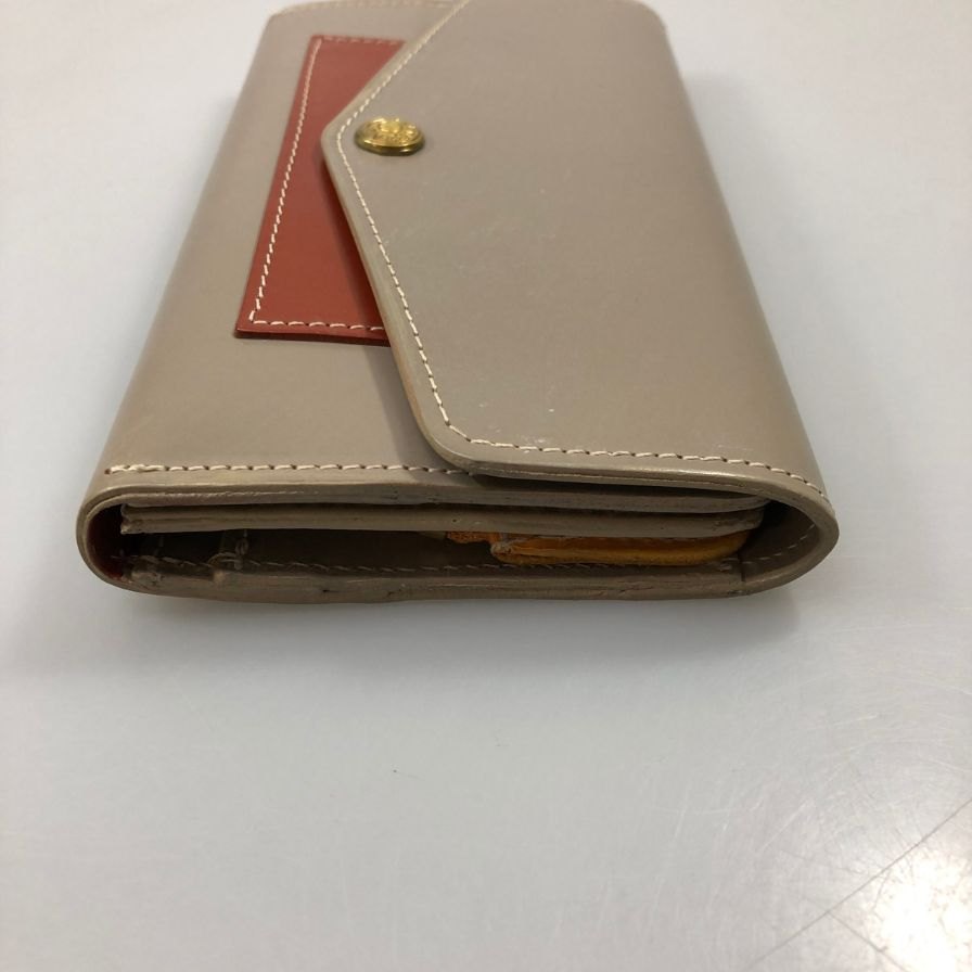 グレンロイヤル 長財布 二つ折り財布 フラップボタン ブライドルレザー グレー系 ゴールド金具 GLENROYAL【AFB54】