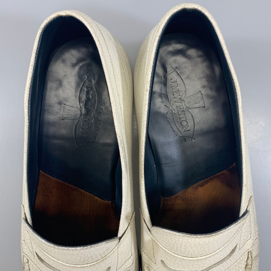 ジェイエムウエストン シグネチャー ローファー 180 グレインレザー ホワイト サイズ7E メンズ J.M.WESTON 約26.5cm【AFC7】