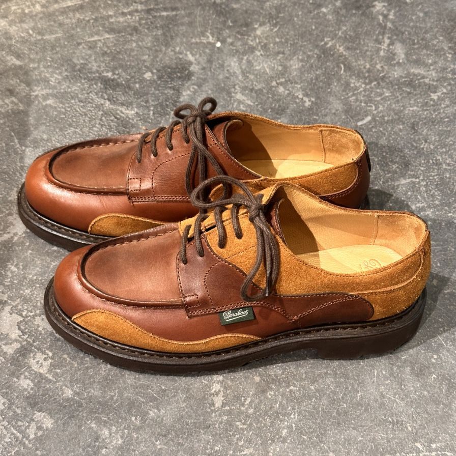 パラブーツ シャンボード Garance カフェ スエードコンビ パッチワーク サイズUK4 メンズ ブラウン Paraboot ビジネスシューズ 約23.5cm【LA】【中古】