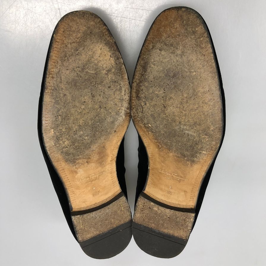 フェラガモ ビットローファー 67438 ベロア メンズ ブラック サイズ9 FERRAGAMO 約26.5cm【AFC47】