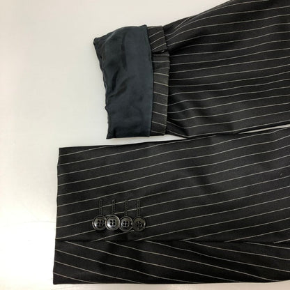 中古■エンポリオアルマーニ シングル ジャケット ジュードライン ストライプ柄 メンズ サイズ52 ブラック EMPORIO ARMANI 【AFB46】