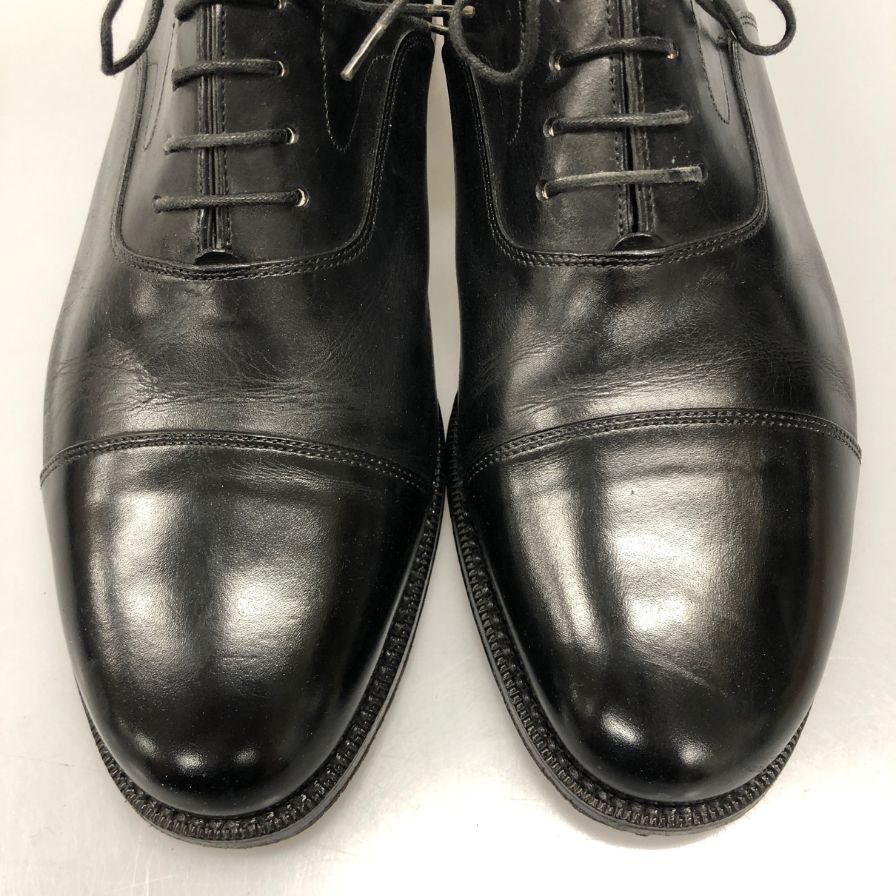 サントーニ レザーシューズ ストレートチップ 内羽根 メンズ サイズ7.5 ブラック Santoni 約25.5cm【AFC33】