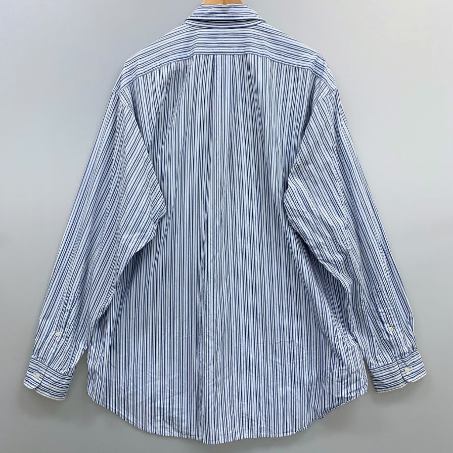 中古◆ラルフローレン 90S ストライプシャツ ブルー系 メンズ サイズL RALPH LAUREN 【AFB10】