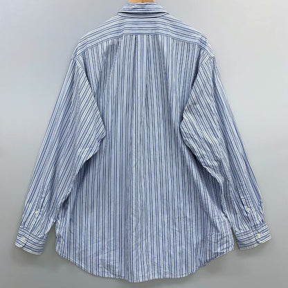 中古◆ラルフローレン 90S ストライプシャツ ブルー系 メンズ サイズL RALPH LAUREN 【AFB10】
