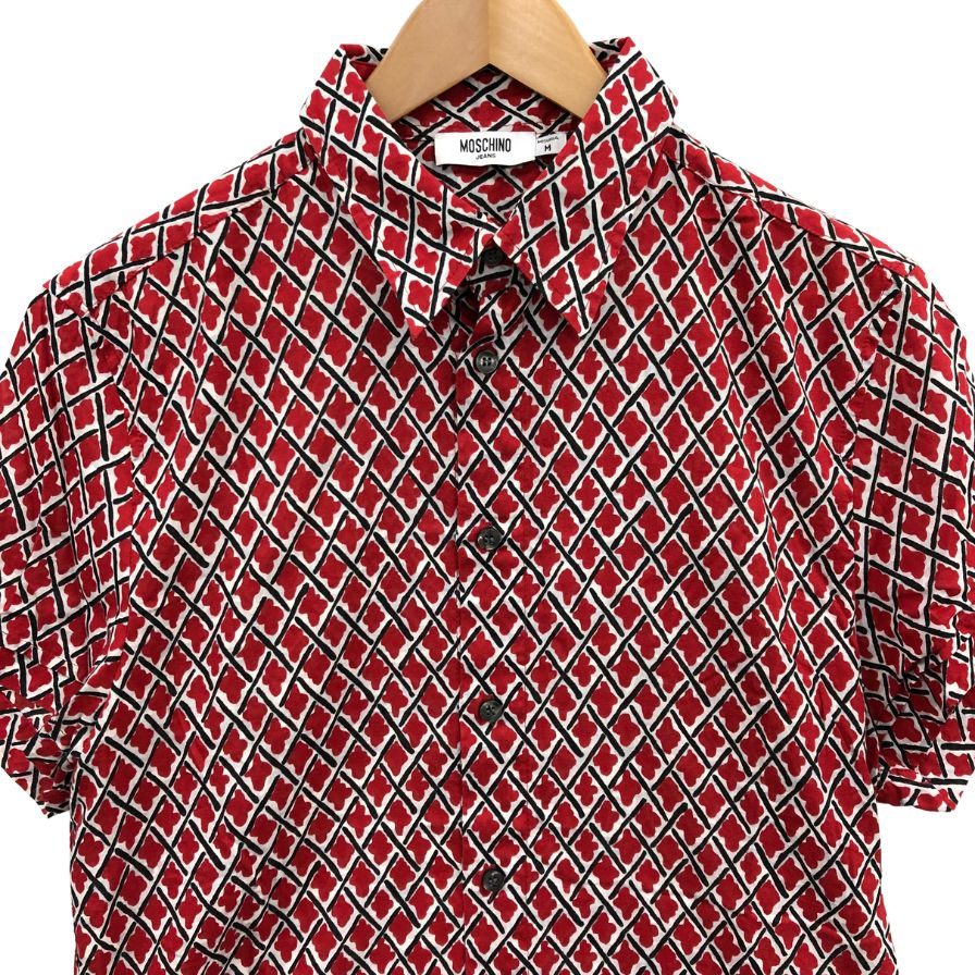 中古◆モスキーノ 半袖 柄シャツ レディース  サイズM  レッド  MOSCHINO 【AFB29】