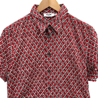 中古◆モスキーノ 半袖 柄シャツ レディース  サイズM  レッド  MOSCHINO 【AFB29】