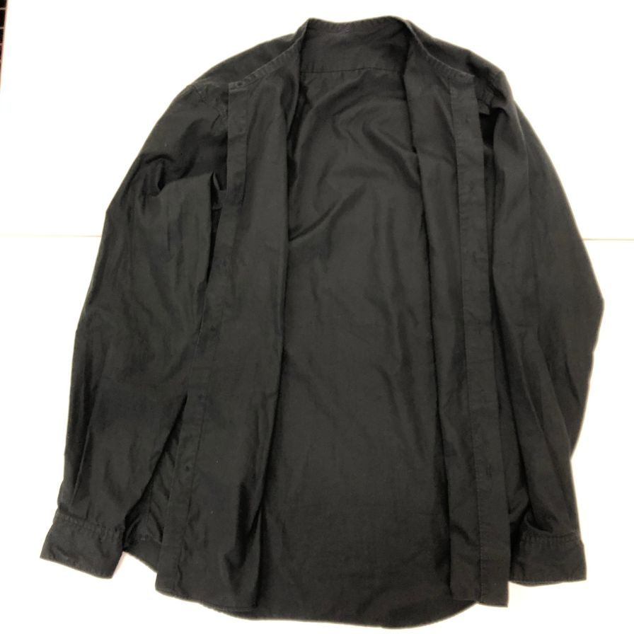 美品◆シンヤオフィシャル ノーカラーシャツ メンズ ブラック サイズ3 SHINYA OFFICIAL 【AFB2】