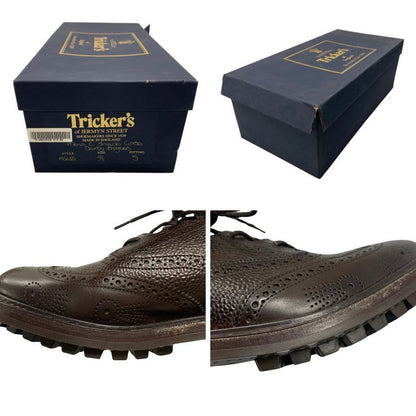 トリッカーズ レザーシューズ M6399 ギリーブローグ ブラウン グレインレザー カーフ コンビ メンズ サイズ9 Tricker's Gillie Brogues ビジネスシューズ 約27.5cm【LA】【中古】