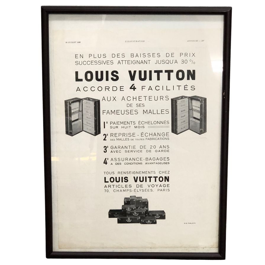 ルイヴィトン ポスター モノグラム トランク 1932年代 ヴィンテージ 額付き Louis Vuitton【AFE13】【中古】
