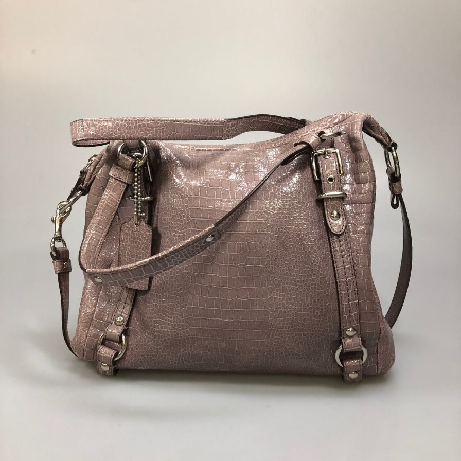 コーチ ショルダーバッグ レザー クロコダイル型押し パープル系 レディース 15384 COACH【AFE5】