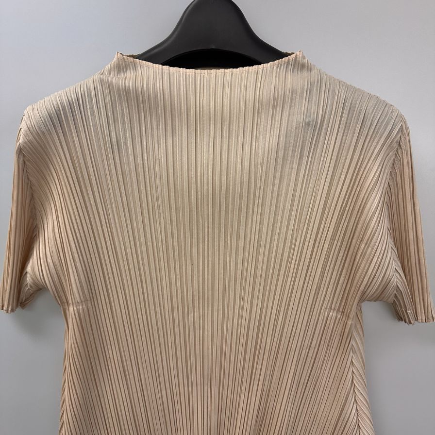 美品◆プリーツプリーズ ワンピース PP53JT112 ポリエステル レディース ベージュ サイズ3  PLEATS PLEASE ISSEY MIYAKE 【AFB5】
