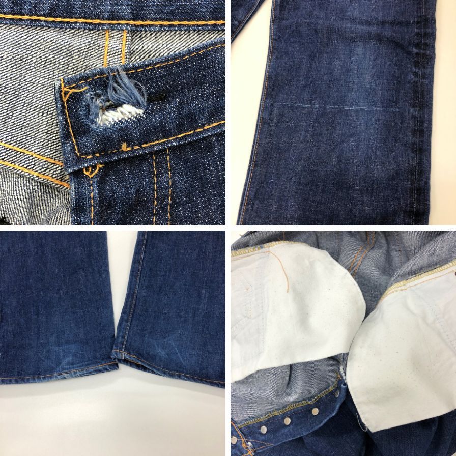 ドゥニーム デニムパンツ ボタンフライ オリゾンティ期 赤耳 セルビッチ ストレート ジーンズ 紙パッチ インディゴブルー W34 DENIME 【AFB45】