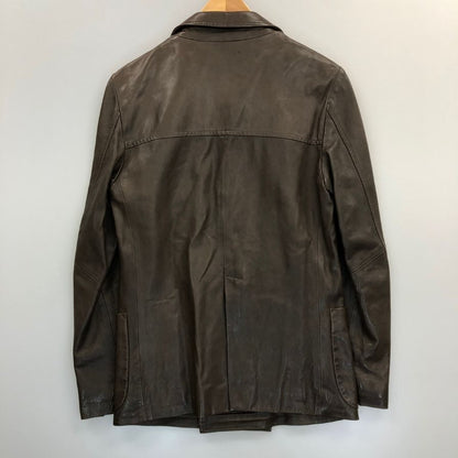 中古■エンメティ レザージャケット ダブル ブラウン メンズ サイズ44 EMMETI 【AFG1】