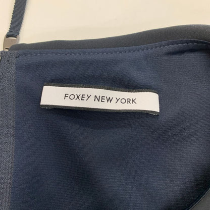 美品◆フォクシーニューヨーク 34061 ラウンドカラー ワンピース ダークネイビー サイズ38 レディース日本製 FOXEY NEW YORK 【AFB13】